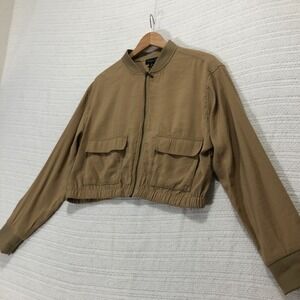 Rachel Zoe Bomber Jacket Lightweight Utility Pockets Casual Tan‎ Size Large